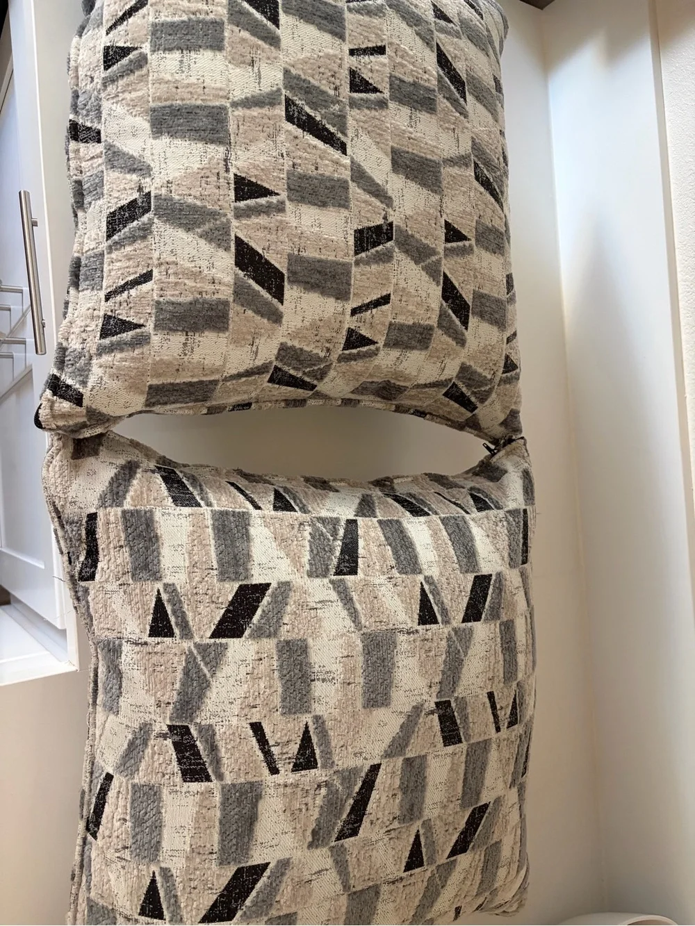 Neutral Geometric Throw Pillow - Beige Gray Black
